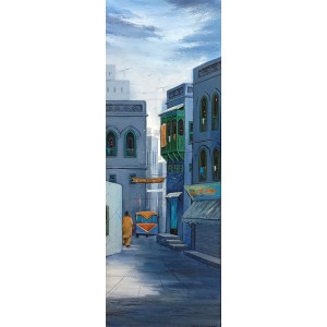 G. N. Qazi, 12 x 36 inch, Acrylic on Canvas, Cityscape Painting, AC-GNQ-072